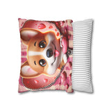 Sweetheart Pup Canvas Pillowcase