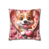 Sweetheart Pup Canvas Pillowcase