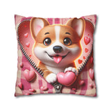 Sweetheart Pup Canvas Pillowcase