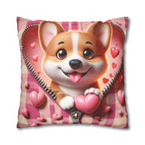 Sweetheart Pup Canvas Pillowcase