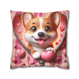 Sweetheart Pup Canvas Pillowcase