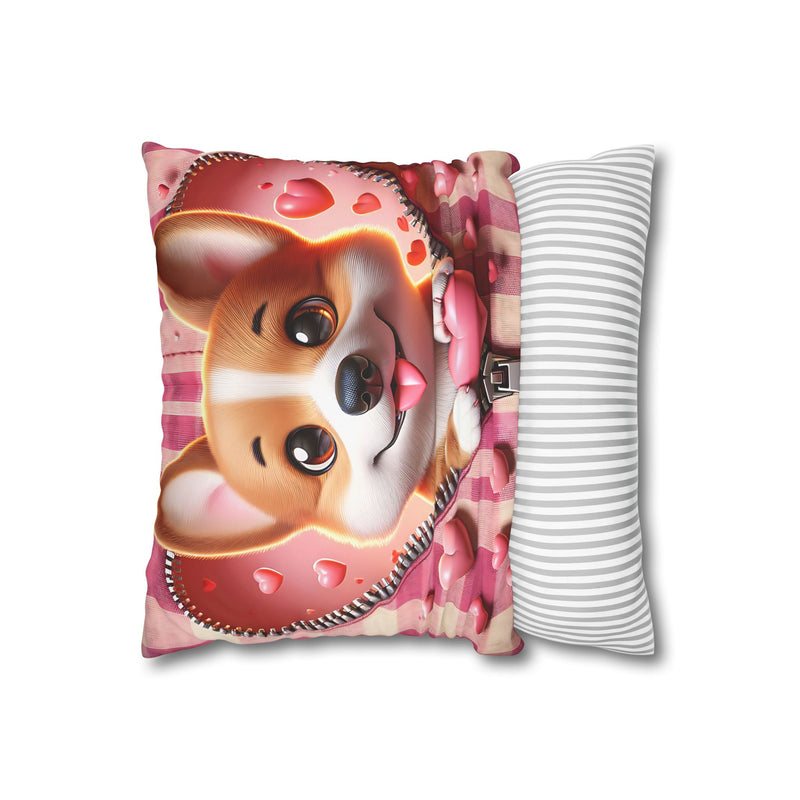 Sweetheart Pup Canvas Pillowcase