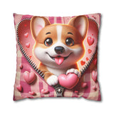 Sweetheart Pup Canvas Pillowcase